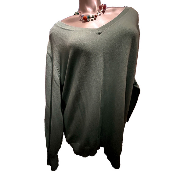 NWT Worthington Meadow Green Long Sleeve Thin Knit Sweater in Size 2X 22 24 - Picture 2 of 11